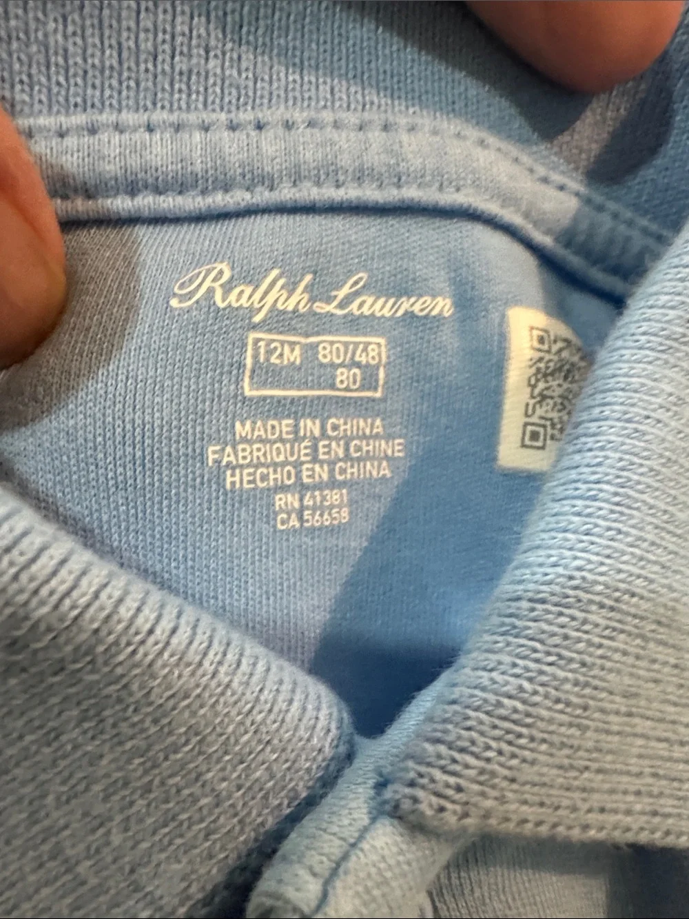 Ralph Lauren Baby Blue Polo One-Piece With Snaps